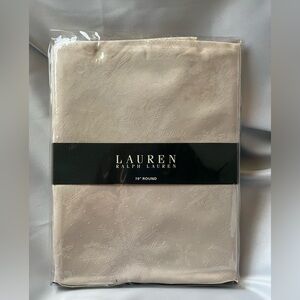 Ralph Lauren Elegant Off White Snowflake Christmas Tablecloth 70 inches Round